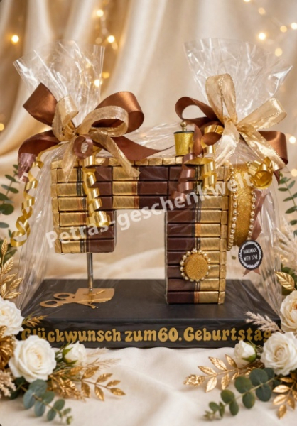 Merci Nähmaschine Jubiläum Glückwunsch zum Jubiläum 3.8.2021 mit 66 Merci Schokoladenriegeln 24x34cm schwarz gold Garnspule goldene Kette Schere - Jubiläumsgeschenk für Schneiderin Näherin Handarbeits Fan Unikat Petras Geschenkwelt Jandelsbrunn 94118